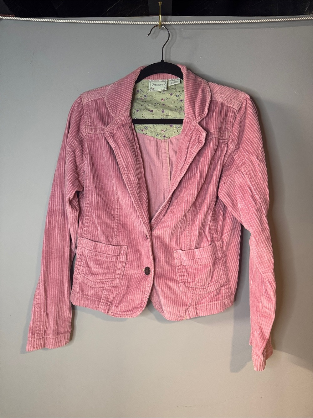 Vintage-Inspired Pink Corduroy Blazer Jacket